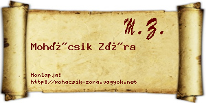 Mohácsik Zóra névjegykártya